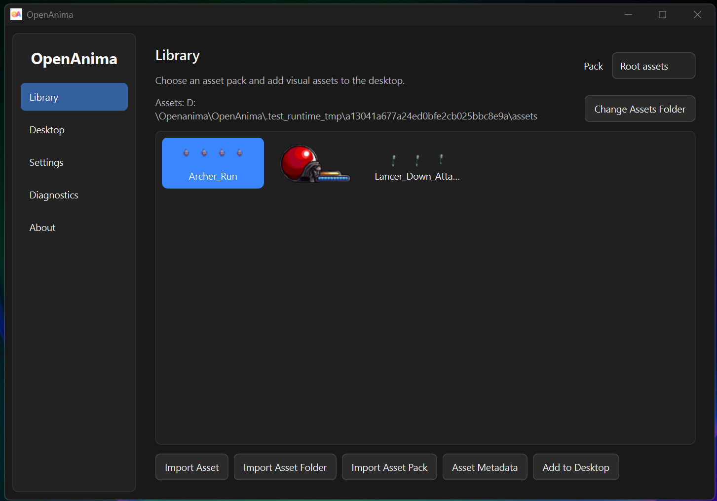 OpenAnima Library with imported assets